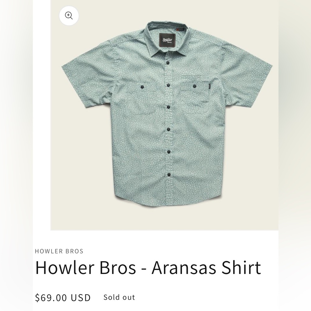 Howler Bros Men’s Green White Aransas Print Shirt XL Hiking Beach Retails $69